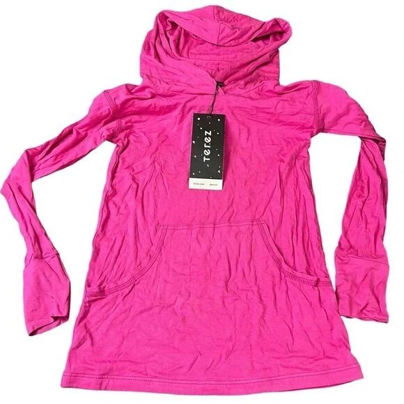 Zara Terez Hot Pink Lightweight Knit Pullover L/S Oversized Tunic Hoodie Small - Picture 1 of 6